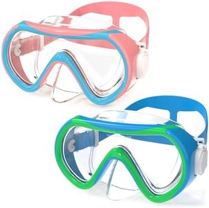 LITTLEJSY Kids Swimming Goggles, Kids Swim Mask with Nose Cover for Kids Youth 3-14, Anti-Shattered Lens No-Leak (Blue Pink+Green Blue)