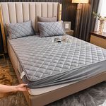 YUDEYU Quilted fitted sheets Soft crystal velvet fabric mattress protector Double Single Bed Toppers Overlays (Color : Gray, Size : 120x190cm/High 10-30cm)