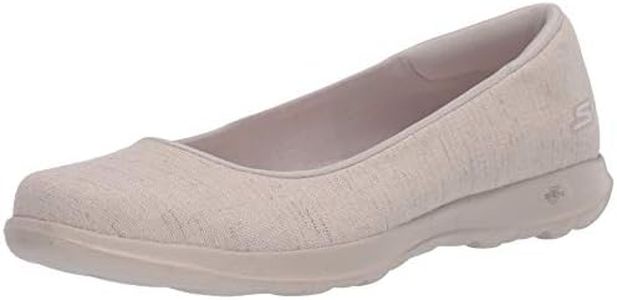 Skechers Women's Go Walk Lite-136001 Ballet Flat, Natural, 9 US