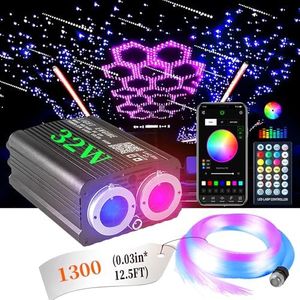 750 Starlight Headliner Kit for Car Home Star Ceiling Twinkle & Meteor 2-in-1 Light Engine 0.03in*9.8ft RGBW Fiber Optic Shooting Stars 16W Starlight (1300 Stars 32W Dual Color)