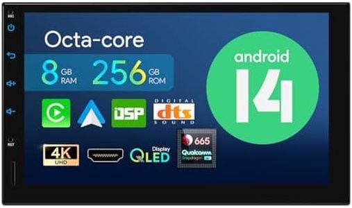 XTRONS 7" Android 14 QLED Universal Double Din Car Stereo Qualcomm 665 Radio Player Octa-core 8GB+256GB Head Unit with DSP Wireless CarPlay Support 4G 4K Video AHD Camera DAB+ RCA Day & Night UI Mode