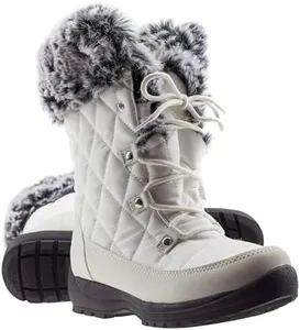 ArcticShield Women's Winter Snow Boots - White, Size 10, Faux Fur Trim, Waterproof, Insulated, Snow Activities, Christmas, Model ad700355