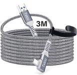 Txtcu USB C Link Cable 10ft, USB3.0 A to USB Type C Cable 90 Degree Braided 5Gbps High Speed Data Transfer Compatible for Oculus Quest 2/1,Virtual Reality Headset,Pico 4,Galaxy S20 Note 10 9 8 S10 S9 S8 Plus, V30, V20,G6