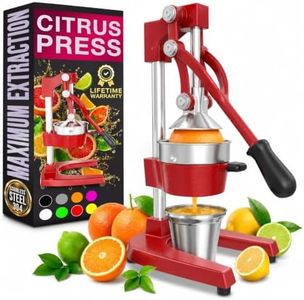 Cast Iron Juicer Hand Press, Heavy-Duty Squeezer (Red)