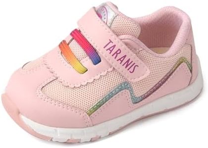 TARANIS Toddler Shoes Mesh Glitter Anti-Slip Soft Rubber Sole Boys Girls Lightweight Breathable Baby Walking Shoes Pink