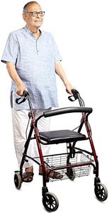 Entros Folding Rollator Walker with Cushioned Seat & Wheels | Lightweight Aluminum Walker, Height Adjustable Rollator Walker | Walker for Old People, Handicap & Patients | SC5001