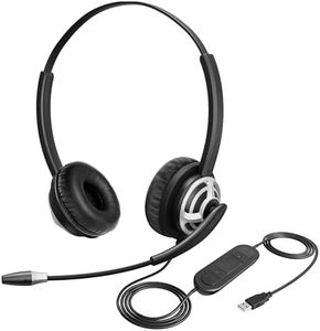 USB Headset with Noise Cancelling Microphone for Laptop Dual Ear Skype Headset with Speech Recognition for Remote Business Conference Calls UC Softphone Microsoft Teams Zoom Online Teaching Mac etc