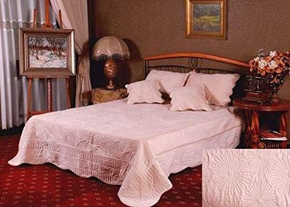 Tache 3 Piece Solid Super Soft Matelasse Terry Calming Coral Reef Bedspread Quilt Set, Cream, Twin