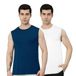 HEELIUM Bamboo Gym Vests for Men, Odour Free, Super Soft, Large, Pack of 2