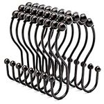 Bathway Shower Curtain Rings Shower Curtain Hooks Bronze Rust Proof Double Shower Curtain Hooks, 12 Pcs Shower Hooks for Shower Curtain, Shower Rings for Curtain Bathroom, Metal Shower Rod Hooks