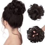 D-DIVINE Hair Messy Bun & juda Hair Piece Scrunchies Buns Hair Pieces for Women Curly Wavy Black Bun Elegant Chignons Wedding