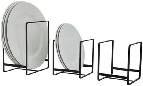 Juvale 3 Piece Plate Organizer for Kitchen Cabinet, Shelf, 2 Sizes for Pots, Pans, Cutting Boards (Black)
