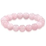 VDKIDKT 10mm Natural Rose Quartz Crystal Beads Bracelet for Women Men Healing Anxiety Bracelet for Women Bring Prosperity Luck and Health (Rose Quartz)