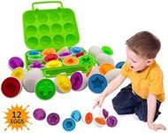 Beakabao 12pcs Color and Shape Matching Egg Set Montessori Toddler Education Classification Toys for Fine Motor Skills of The Fingers Muscles, Preschool Children Smart Puzzles Easter Gifts (Green)