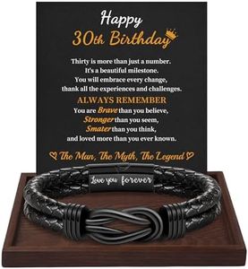30th Birthday Gifts for Men, 1994 Birthday Gifts for Men Leather Bracelet Black Infinity Bracelets for Son Grandson Love You Engraved Boyfriend Birthday Gift Ideas