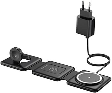 Mag-Safe Ladestation Für iPhone Wireless Charger - 3 in 1 Faltbare Kabelloses Ladegerät Kompatibel mit iPhone 15 14 13 12 11 Pro Max Plus, Travel Charging Station Für Apple Watch & Air Pods