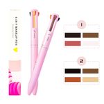 BeauFairy 4 in 1 Makeup Pen, 2 PCS, Eye Liner, Brow Liner, Lip Liner, Highlighter Pen, All in One Waterproof Long-Lasting Multi-function Beauty Pencil, Facial Easy Carry Cosmetic for Wedding (Pink)