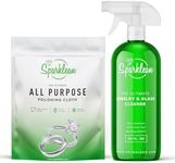 Sparklean Ultimate Shine Kit for Jewelry & Eyeglasses - Eco-Friendly Scratch Remover & Anti-Fog Cloth for Precious Metals & Lens Care | Lemon Oil Infused | 32 oz | Made in USA