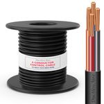 DuctlessAire 4 Conductor Control Cable - 14/4 AWG - Control Cable for Mini Split Air Conditioner, HVAC, Heat Pump Systems - Color Coded & Black Exterior Jacket Marine Wires (75 ft)