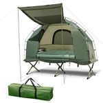 Tangkula 1-Person Tent Cot, Foldable Camping Tent with Air Mattress and Sleeping Bag, Elevated Camping Tent with Carry Bag, Portable Camping Tent Cot for Outdoor Hiking, Camping & Picnic