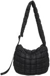 I IHAYNER Puffer Tote Bag for Women Lightweight Quilted Padding Hobo Bag Large Soft Puffy Crossbody Shoulder Bag Purse Black