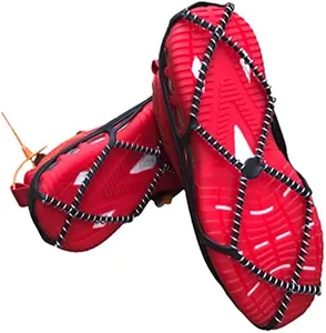 Walk Traction Cleats,Ice Cleats Anti Slip Crampons Rubber Spikes Ice Snow Grippers for Boots and Shoes for Winter Walking on Snow and Ice Climbing Hiking Mountaineering 2PCS for Man and Woman