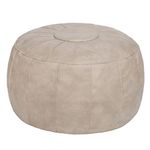 Thgonwid Unstuffed Handmade Moroccan Round Pouf Foot Stool Ottoman Seat Faux Leather Large Storage Bean Bag Floor Chair Foot Rest for Living Room, Bedroom or Wedding Gifts (Mushroom)