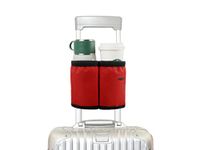 riemot Luggage Travel Cup Holder Free Hand Drink Carrier - Hold Two Coffee Mugs - Fits Roll on Suitcase Handles - Gifts for Flight Attendants Travelers Accessories, No Hook & Loop: Red, Luggage Cup Holder