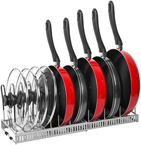 Pot Rack Organizer -Expandable Pot and Pan Organizer for Cabinet,Pot Lid Organizer Holder with 10 Adjustable Compartment for Kitchen Cabinet Cookware Baking Frying Rack