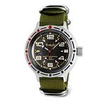 VOSTOK | Classic Amphibian Automatic Self-Winding Russian Diver Wrist Watch | WR 200 m | Fashion | Business | Casual Men's Watches | Model 420335 Green Strap