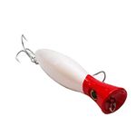 Fishing Lures Large Top Water Popper 4.75 in1.5 oz Lure Artificial Seal Lure 3D Eyes Hard Popper with Hooks and Ring for Saltwater Offshore, Surf Fishing, Bass, Bluefish (RED Head)