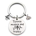 Tennis Makes Me Happy keychain Tennis Jewelry Gifts Tennis Lovers Gifts for Tennis Players Coaches Tennis Teams (silver)