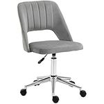 Vinsetto Mid Back Office Chair Velvet Fabric Swivel Scallop Shape Computer Desk Chair, Grey