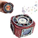 suruim You are My Sunshine Wood Music Box Colorful, Mini Wind Up Engraved Vintage Music Box with Hidden Compartment for Keepsakes, for Mom Daughter Girlfriend Gifts or Anniversary Wedding (A)