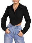 GRECIILOOKS Solid Regular Fit Long Tops Oversized Shirt for Women (GL-W1915_Black M)