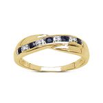The Sapphire Ring Collection: 9ct Gold 0.25ct Sapphire & Diamond Channel Set Crossover Eternity Ring (Size J)