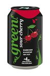 Green Sour Cherry Cans 24 Pack, No Aspartame, No Added Sugar Soft Drink, Low Calorie, Sparkling Natural Cherry Flavour - Bulk Pack Of 24 Cans X 330 Ml