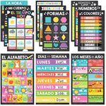 12 Chalkboard Spanish Educational Posters For Toddlers Spanish Posters For Classroom - Spanish Preschool Posters In Spanish Classroom Decorations, Classroom Decor Spanish Alphabet For Classroom Wall