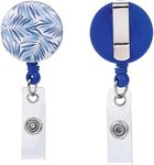 Will Well 2 Pack Heavy Duty Retractable Badge Reels - ID Badge Holder with Belt Clip for Handing Card - Leaf Print Extendable Badge Reel - Name Tag Holders for Teachers & Medical Students