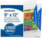 GennZee - Clear Poly Bags Ready to Ship Strong Adhesive Strip with Suffocation Warning (9x12 1,000 Pack)