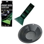 Pocket Sized TPR Plastic Green Sluice Box - 12"X3"x5.5" & 10" Black Gold Pan