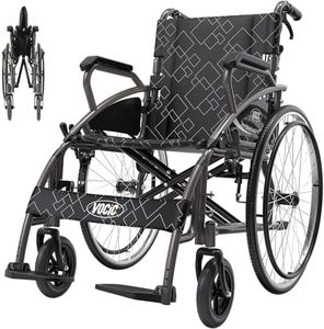 Upgraded 25 Lightweight Foldable Transport Wheelchair, Double-Brake Design Wheelchair with Self-Propelled for Seniors, 23.6-Inch Large Rear