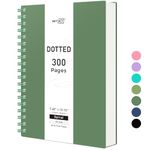 RETTACY B5 Dotted Notebook, Bullet Dot Grid Journal, Wirebound Spiral Notebooks 300Pages /150 Sheets for Writing,100gsm, PVC Hardcover, for Women Men Work Office School,19 x 25 cm - DarkGreen