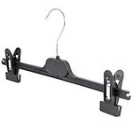 The Hanger Store 12 Strong Black Plastic Hangers With Clips, For Trousers & Skirts