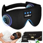 Musicozy Sleep Headphones Bluetooth Eye Mask,Soft Sleep Mask Headphones -100% Blackout Sleep Masks with Thin Speakers & 16Hrs Playtime for Long Time of Comfortable Sleeping,Unisex Gifts for Men Women