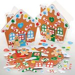 Baker Ross FE939 Gingerbread House Card Kits - Pack of 6, Card Making Kit for Kids, Make Your Own Christmas Cards, Ideal Festive Arts and Crafts Project