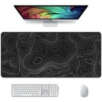 Auhoahsil Large Mouse Pad, XXL Desk Pad, Extened 35" x 15", Non-Slip Rubber Base, Stitched Edges, Superior Surface, Waterproof Keyboard Mat, Large Mousepad for Gamer, Office & Home, Black Contour