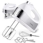 Hand Mixer Electric, Cusinaid 5-Speed Hand Mixer with Turbo Handheld Kitchen Mixer Includes Beaters, Dough Hooks and Storage Case (White)