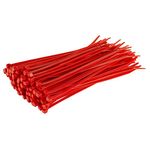 GTSE 100 Pack of Red Cable Ties, 200mm x 2.5mm Premium Tie Wraps, Nylon Zip Ties