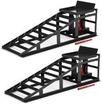 GarveeTech 2 Pack Car Ramps, 5T 12,000 Lbs Hydraulic High Lift Service Automotive Car Lift, Low Profile Heavy Duty Car Ramps for Oil Changes, Fully Welded Structure Home Garage Auto Lifts, Black